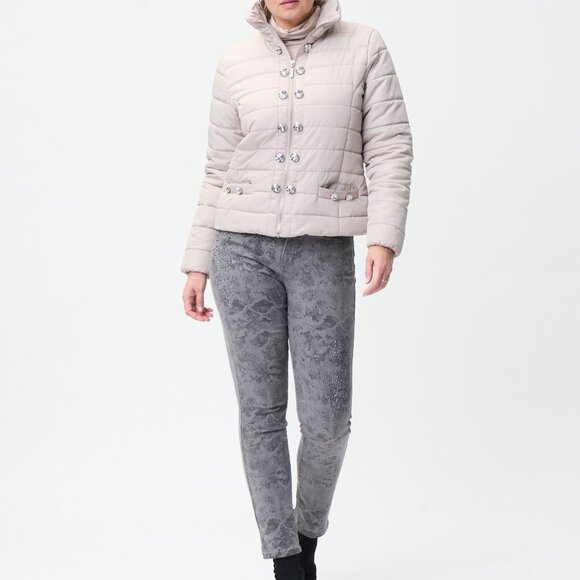 Joseph Ribkoff NWT Gray Python Denim Bejeweled - Picture 2 of 5